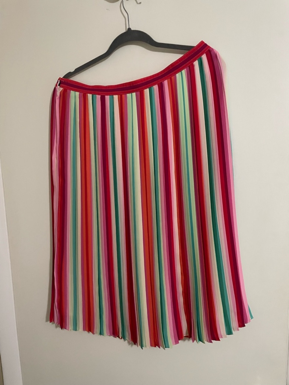J. Crew Multicolor Vertical Stripe Pleated Skirt - Pink Red Green
